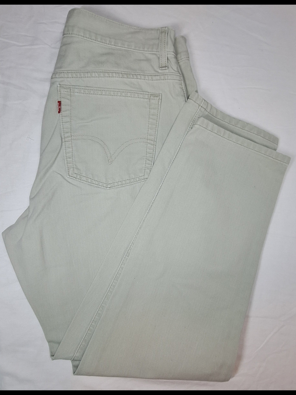 Vintage Levi's 550 Relaxed Tapered Leg Cotton Pants Light Olive Gray 14M